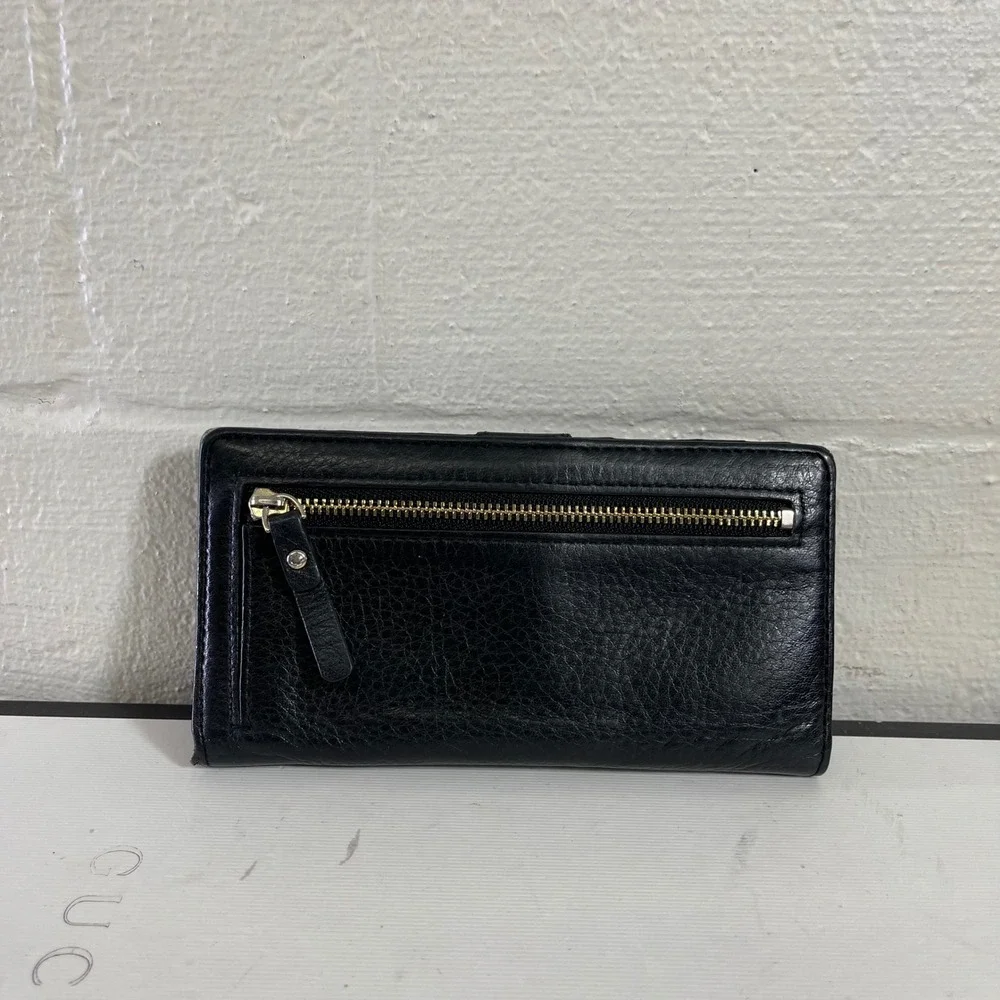 Kate Spade New York Black Pebbled Leather Bifold Continental Slim Wallet